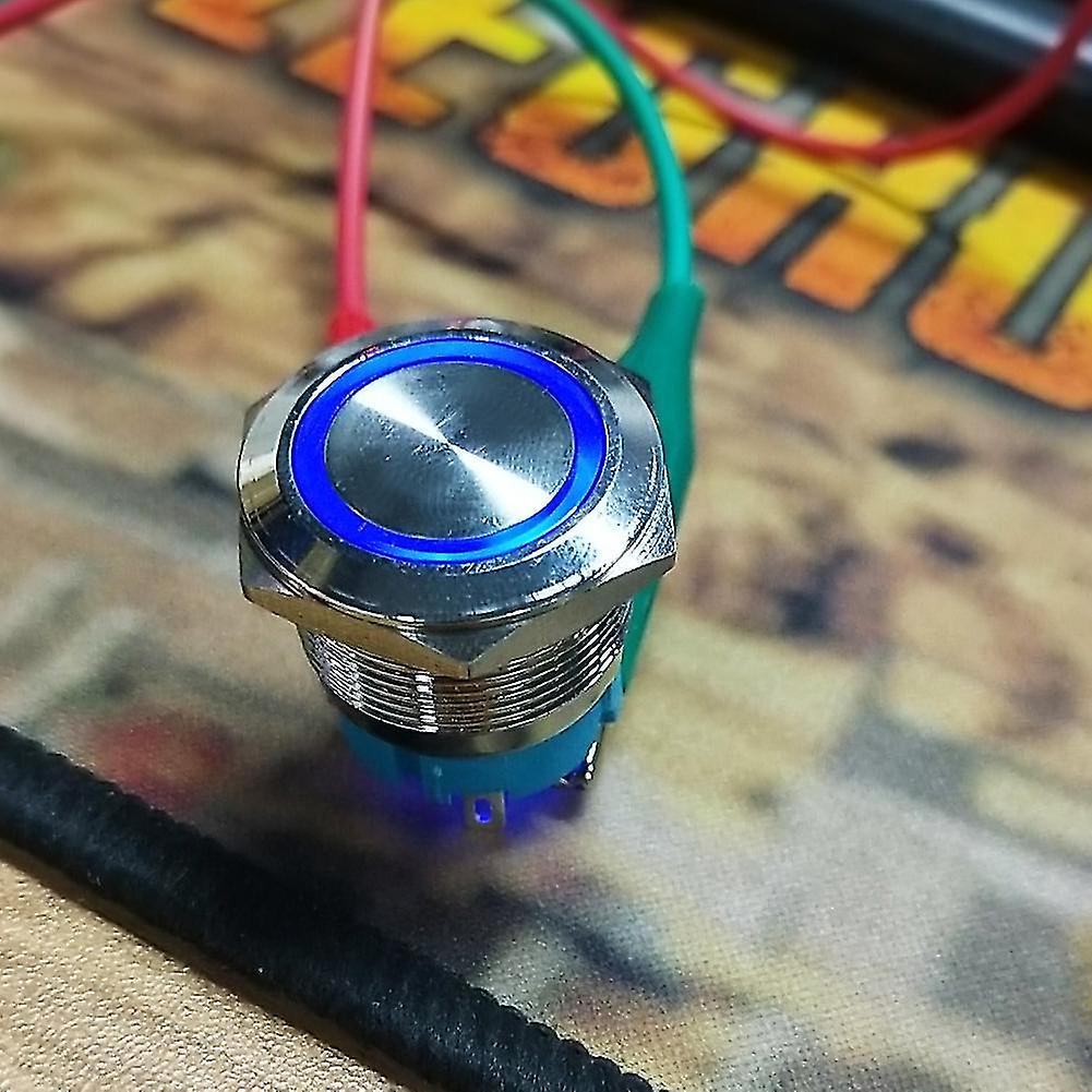 2PCS 22mm Blue 4 Pin Self Locking Push Button Switch 12~24VDC