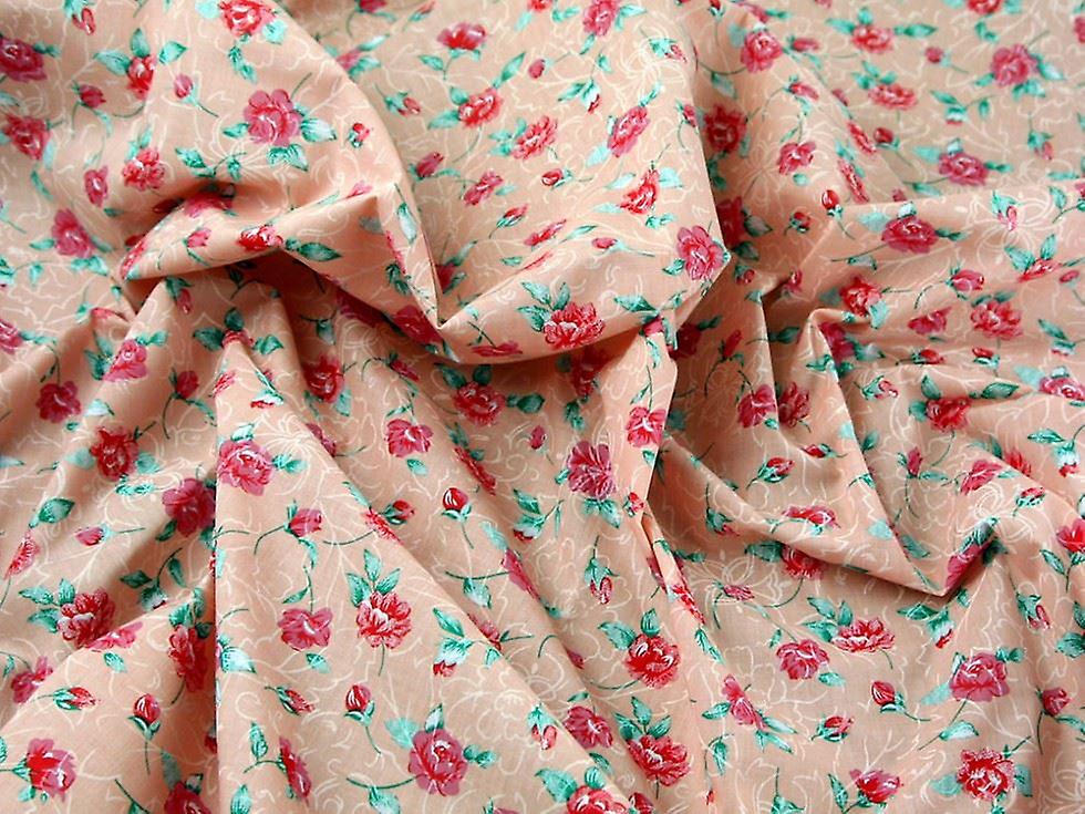 Minerva Printed Polycotton Fabric Pink - per metre