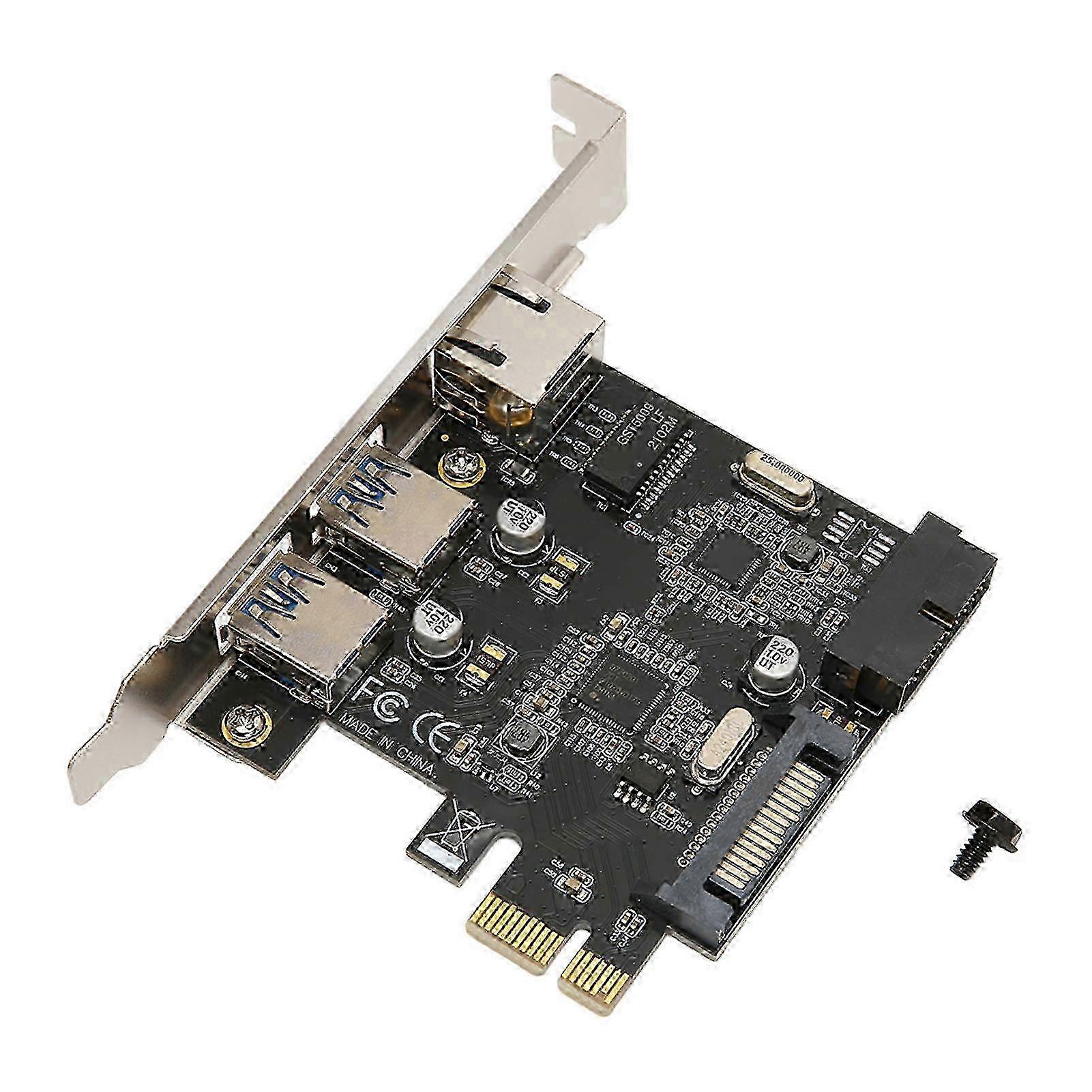 PCIe to USB3.0 Expansion Card USB3.0 SATA 15-Pin Power High Speed PCIe to RJ45