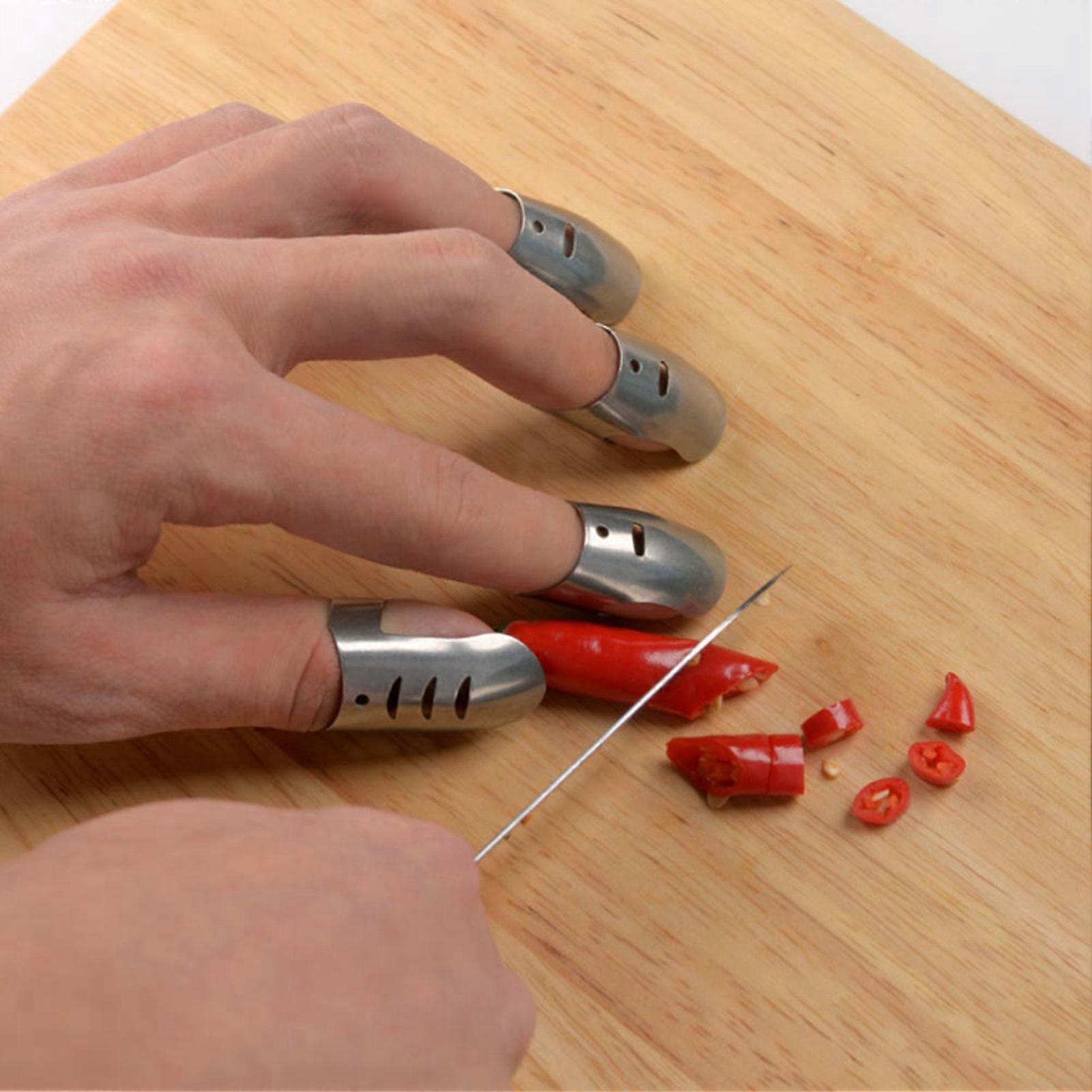 4PCS Stainless Steel Finger Guard Protector Large & Small for Cutting