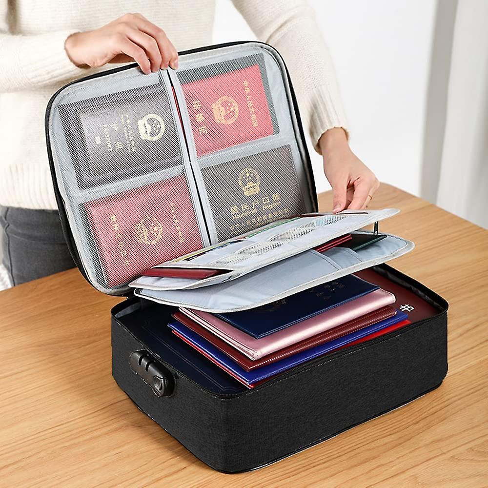 Fireproof Document Box with Lock  Fireproof Water Resistant File Storage Box Large Capacity