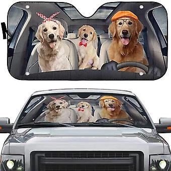 Gestroomd patroon Boxer hond rijden Auto voorruit zonnescherm, grappige Boxer familie honden zonneklep beschermer zonnescherm voor auto vrachtwagen SU ~ 20915