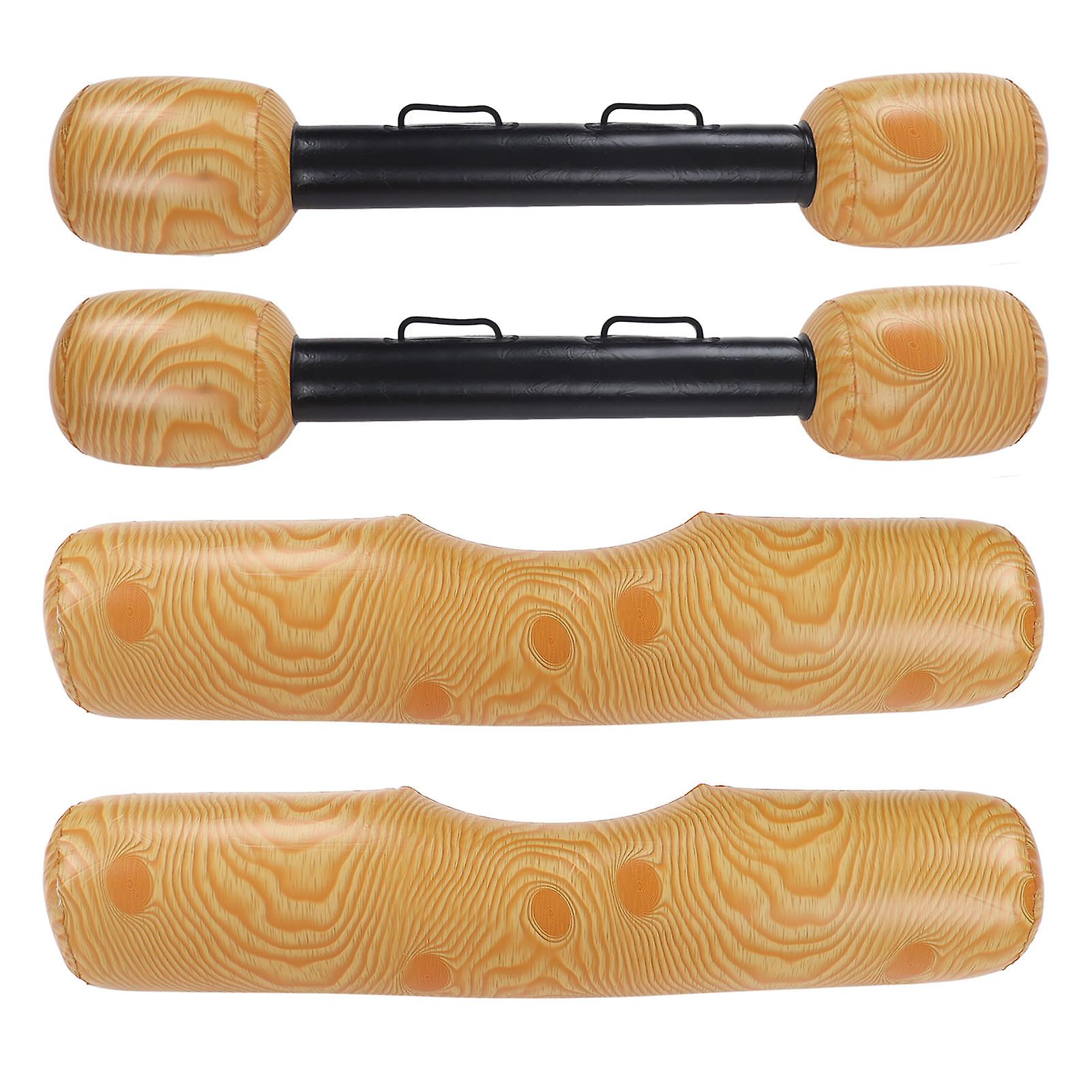 2 PCS Wood Grain Inflatable Floating Row Pool Floats Floating Log Raft Toys Outdoor Party Water Sports Games for Adults Kids 