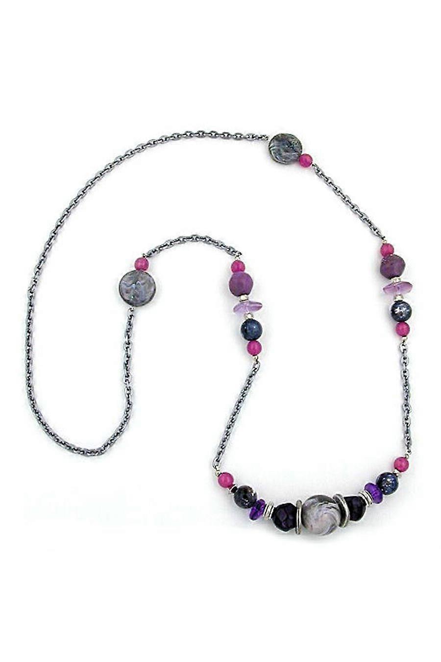 Necklace Anchor Chain Grey-purple 95cm - Gl02093