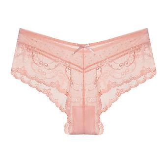 Veeki Womens Underwear Invisible Seamless Bikini Lace Underwear Half Back Coverage Panties, 5 Pack, Pink, XL