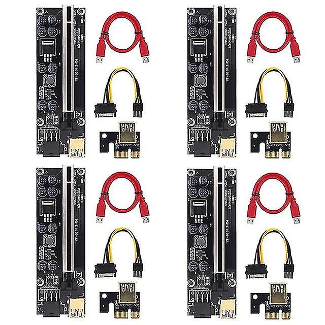 4Pack Pci-e Pcie Riser 009s Plus Adapter Pcie 1x 4x 8x 16x Extender Wire Pcie Usb 3.0 Card Sata For Btc Miner