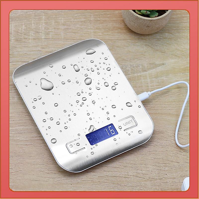 Digital Kitchen Scale 5kg/10kg Stainless Steel Panel USB Charg Precise Small Platform Scale Portable