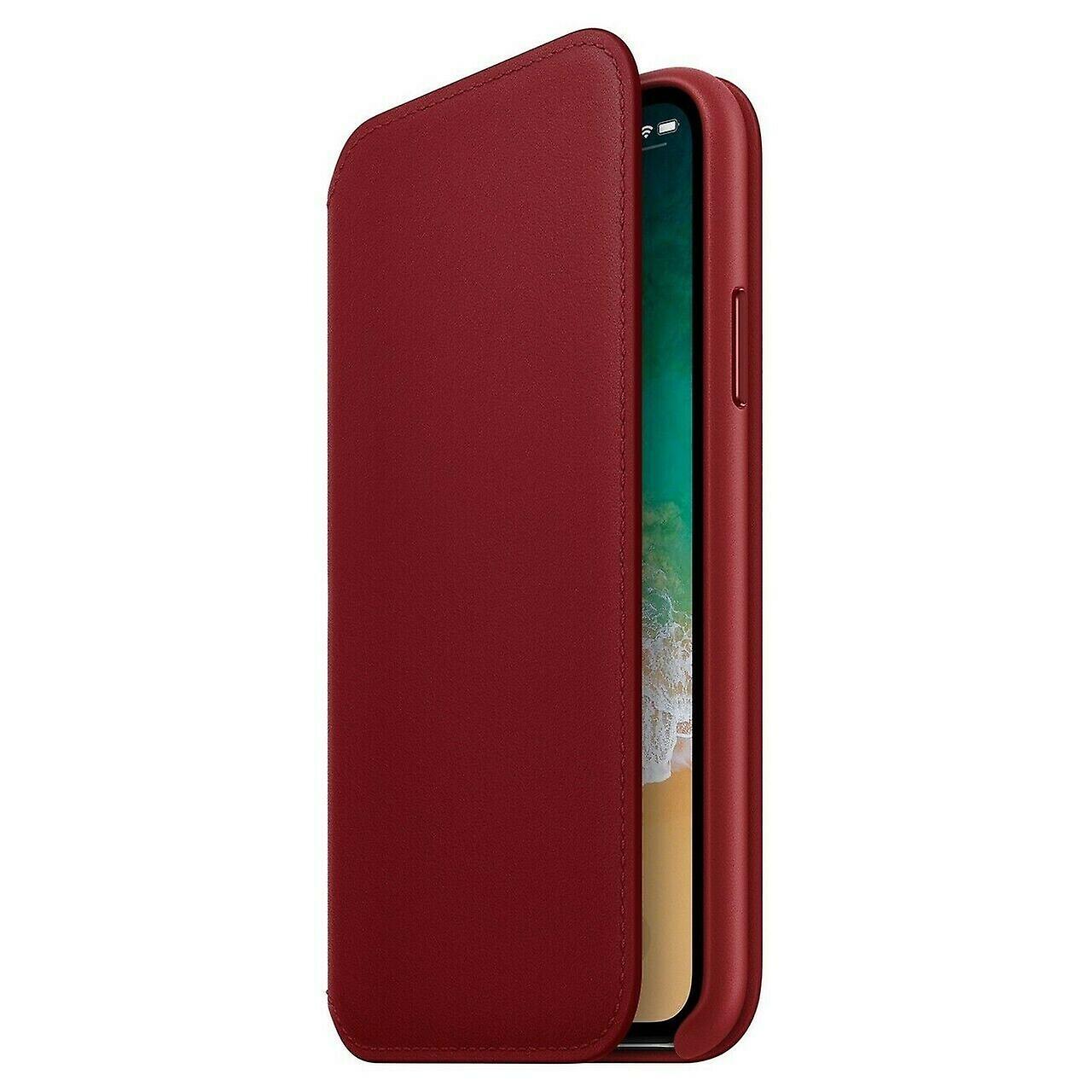 Offizielle Apple iPhone X Leder Folio Fall Flip Cover - rot