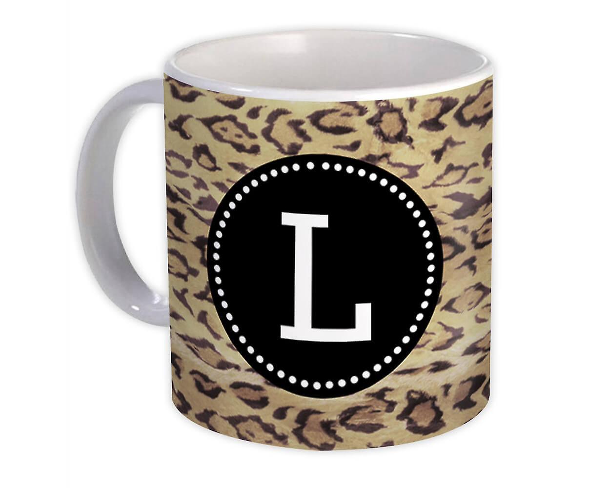 Gift Mug: Monogram Letter L Cheetah