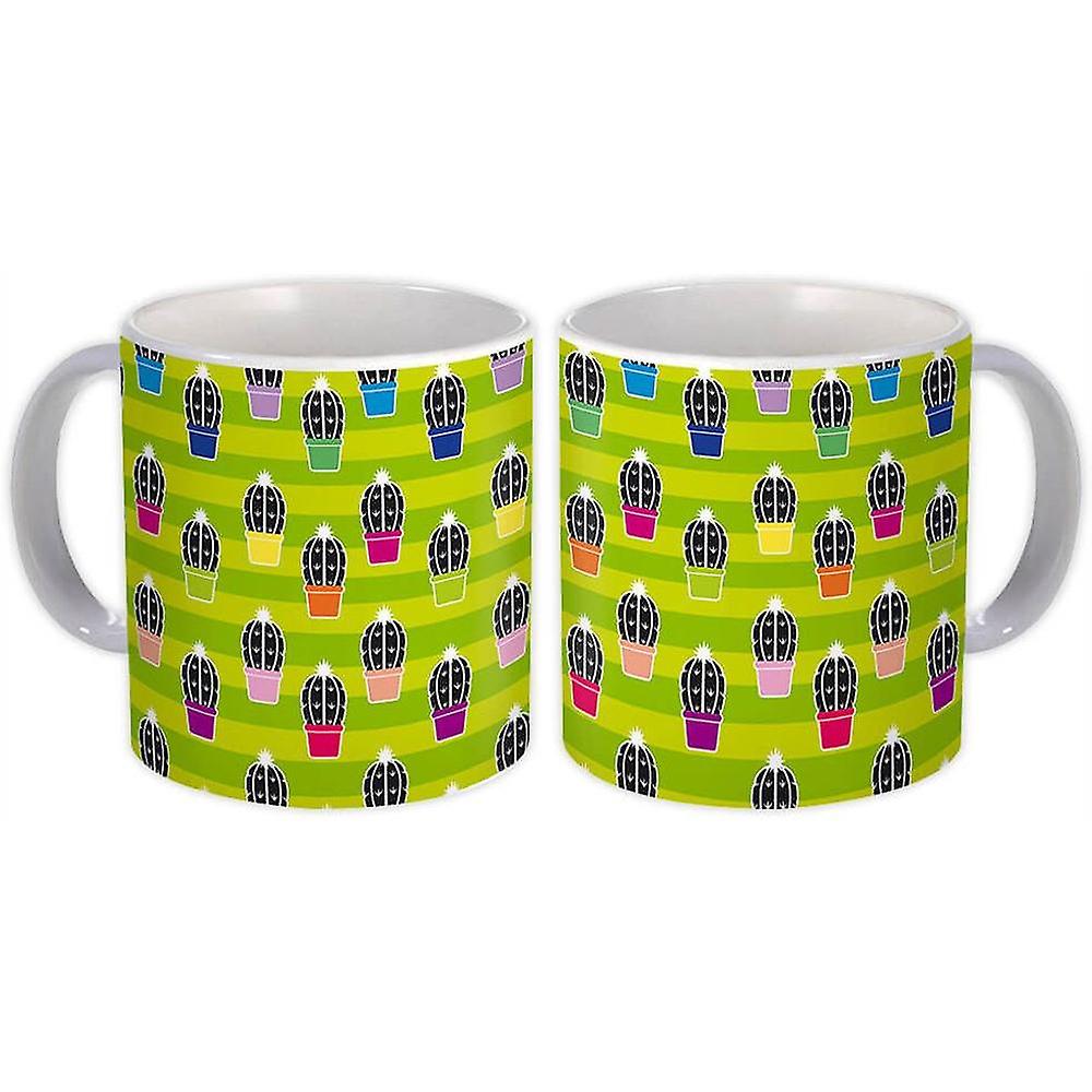 Presentmugg: Kaktusvaser svart mönster