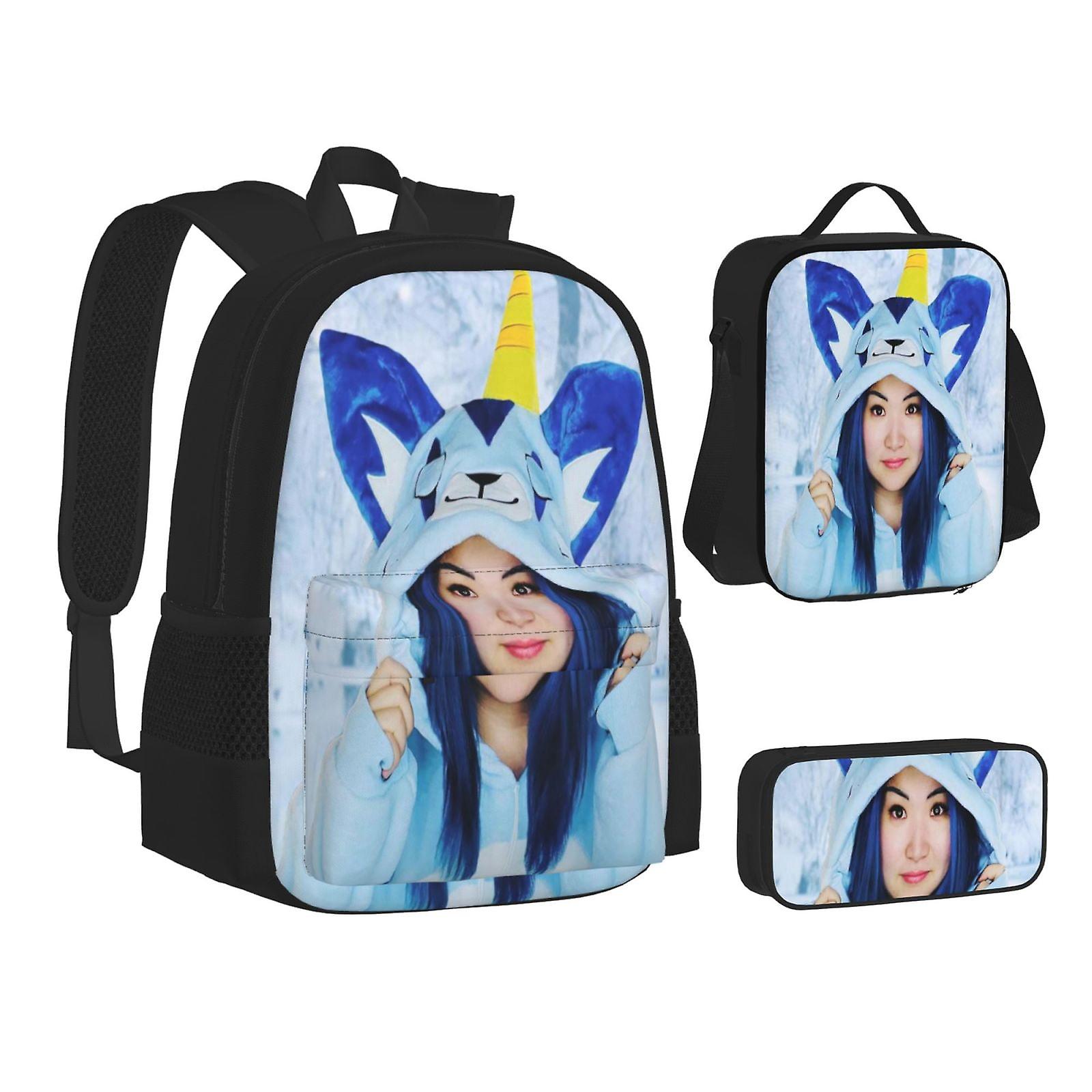 Itsfunneh漫画3PCSスクールバックパック軽量スクールブックバッグランチボックスペンシルバッグラージデイパック