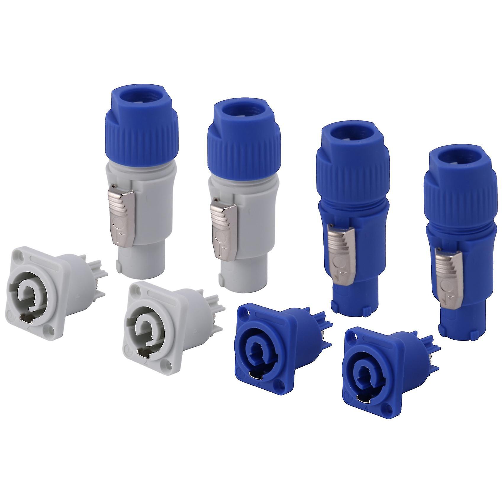 4 Sets Powercon Connector,nac3fca+nac3mpa-1&nac3fcb+nac3mpb-1,lockable Cable Connector + Chassis Co