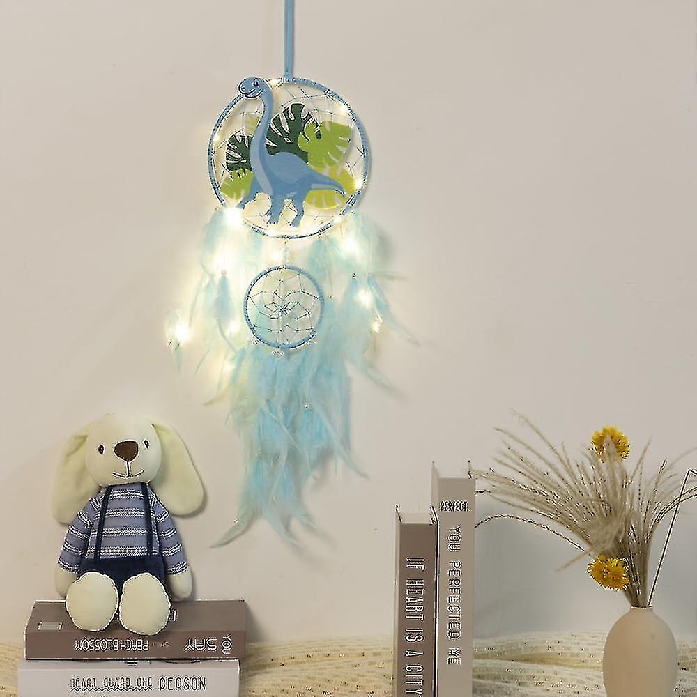 Dinozor Rüya Yakalayıcılar Erkekler Kızlar Için, Rüya Yakalayıcı Işık Duvar Dekoru Tüy Duvar Asılı Dino Rüya Yakalayıcı Çocuk Hediye - sheng