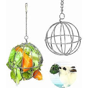 Edelstahl Fütterungsball, Heuball für Nagetiere, Metall Heuball, Edelstahl Fütterungsspielzeug für Meerschweinchen, Hamster und Kaninchen Nagetiere 2 Stück (sm