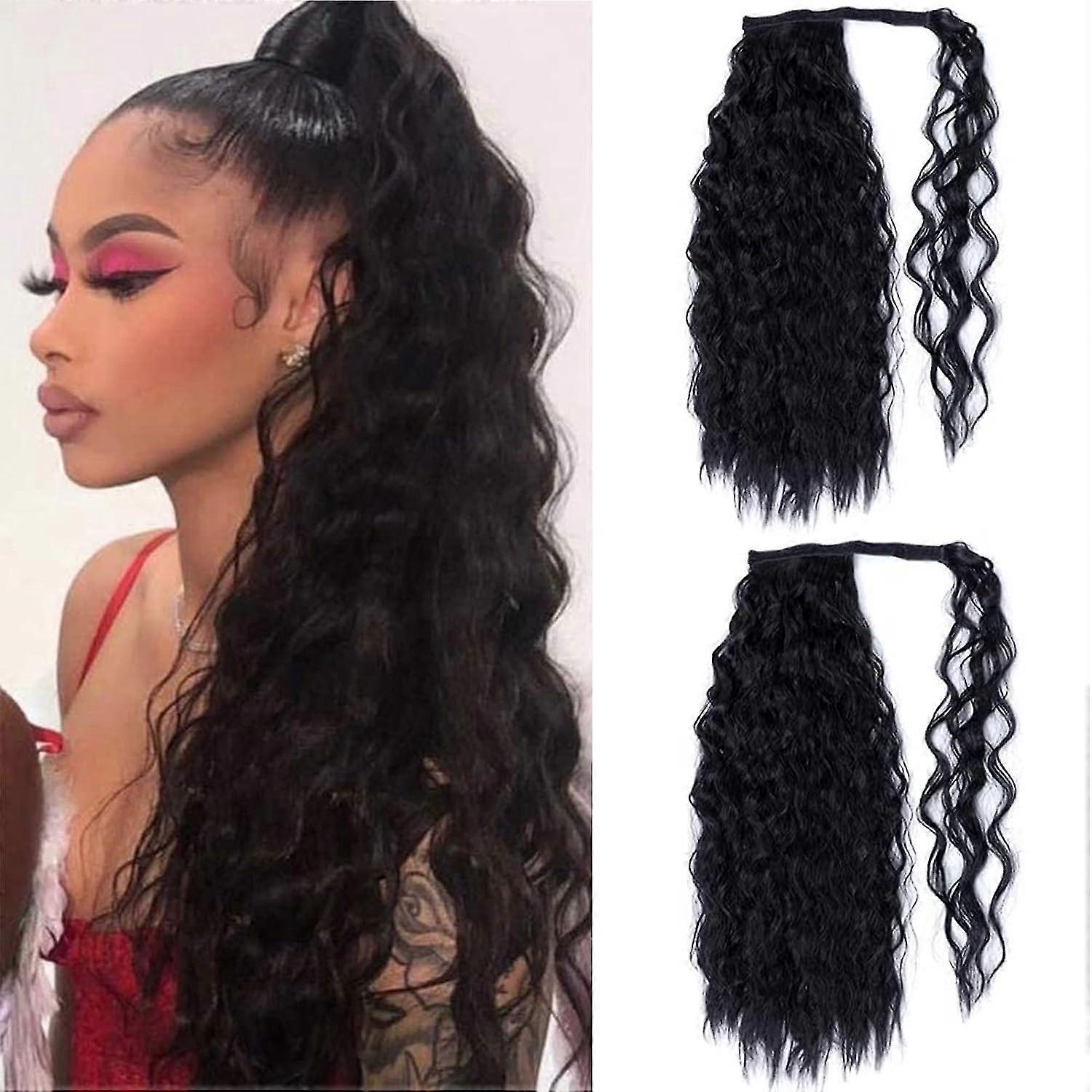 2 pelucas rizadas negras para mujeres