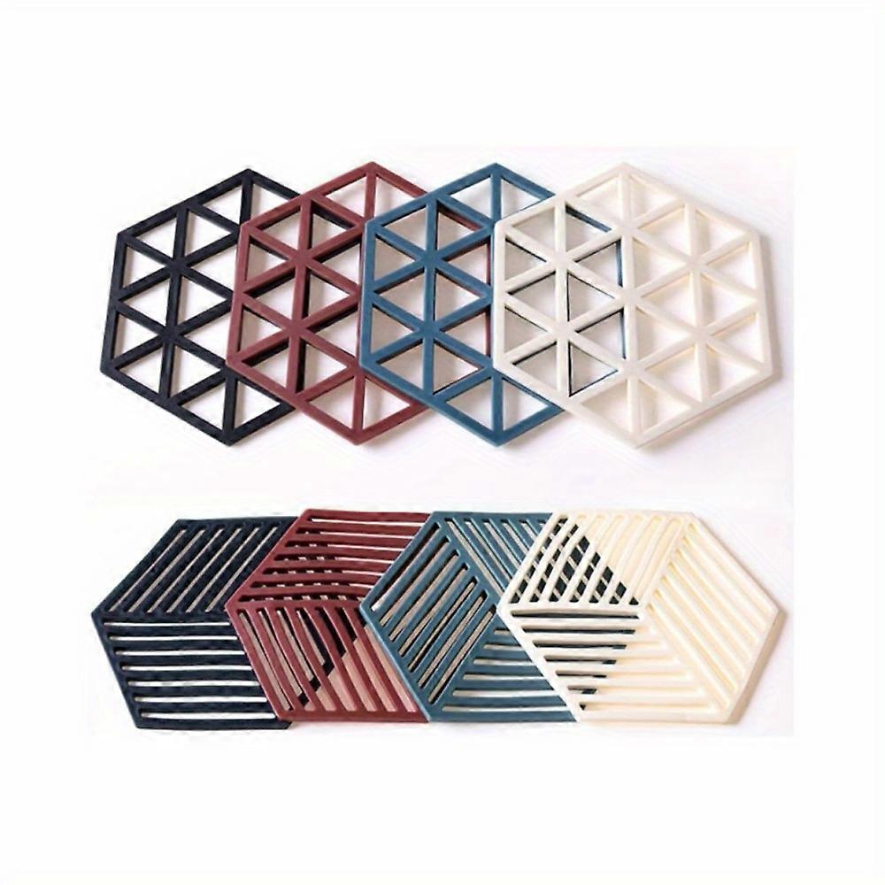 8pcs Hexagonal Silicone Potholder, Household Hollow Out Hangable Heat Insulation Pad, Anti-scalding Bowl Mat, Plate Mat, Placemat, Coaster, High Tempe