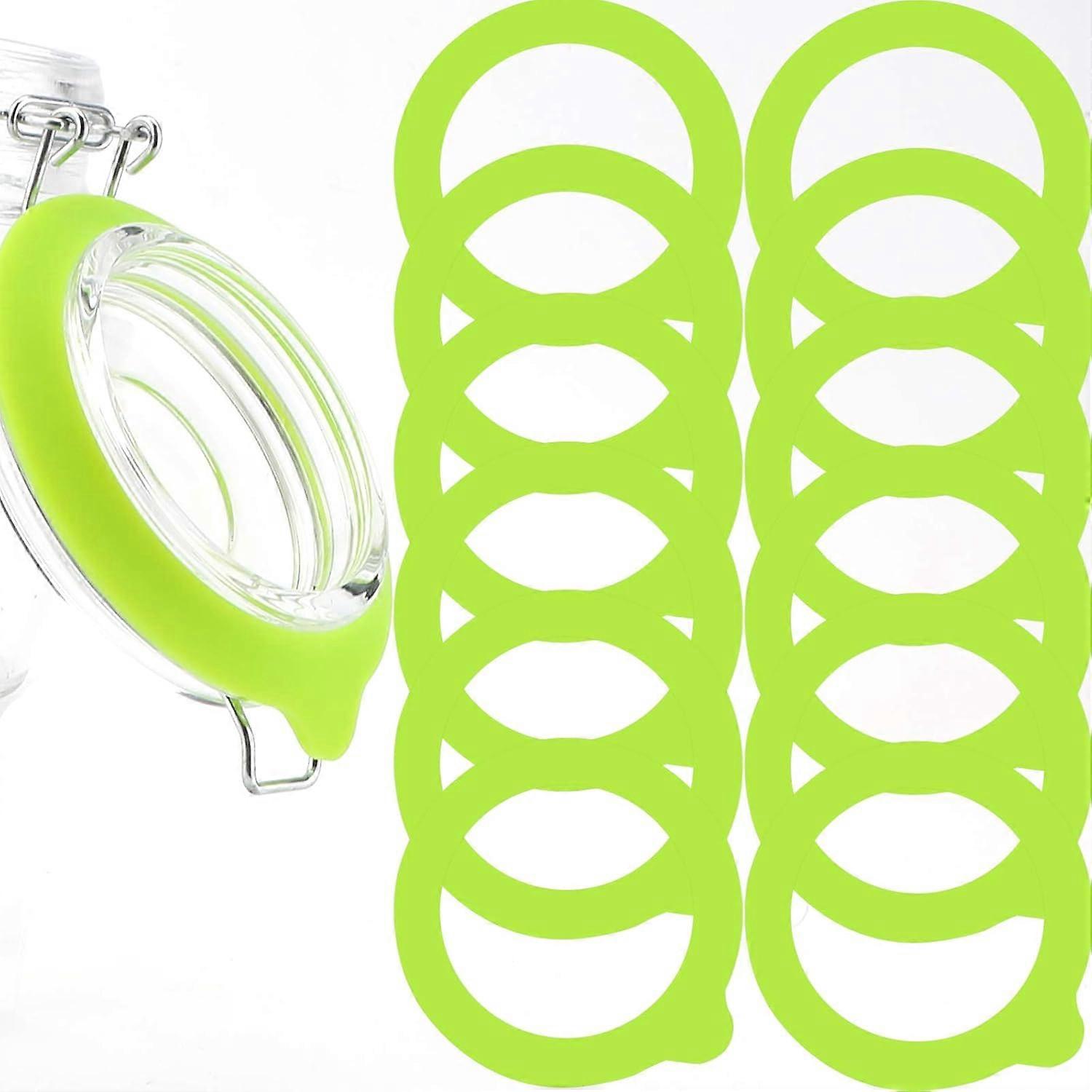 12pcs Silicone Jar Gaskets Replacement, Airtight Silicone Sealing Rings (Green)