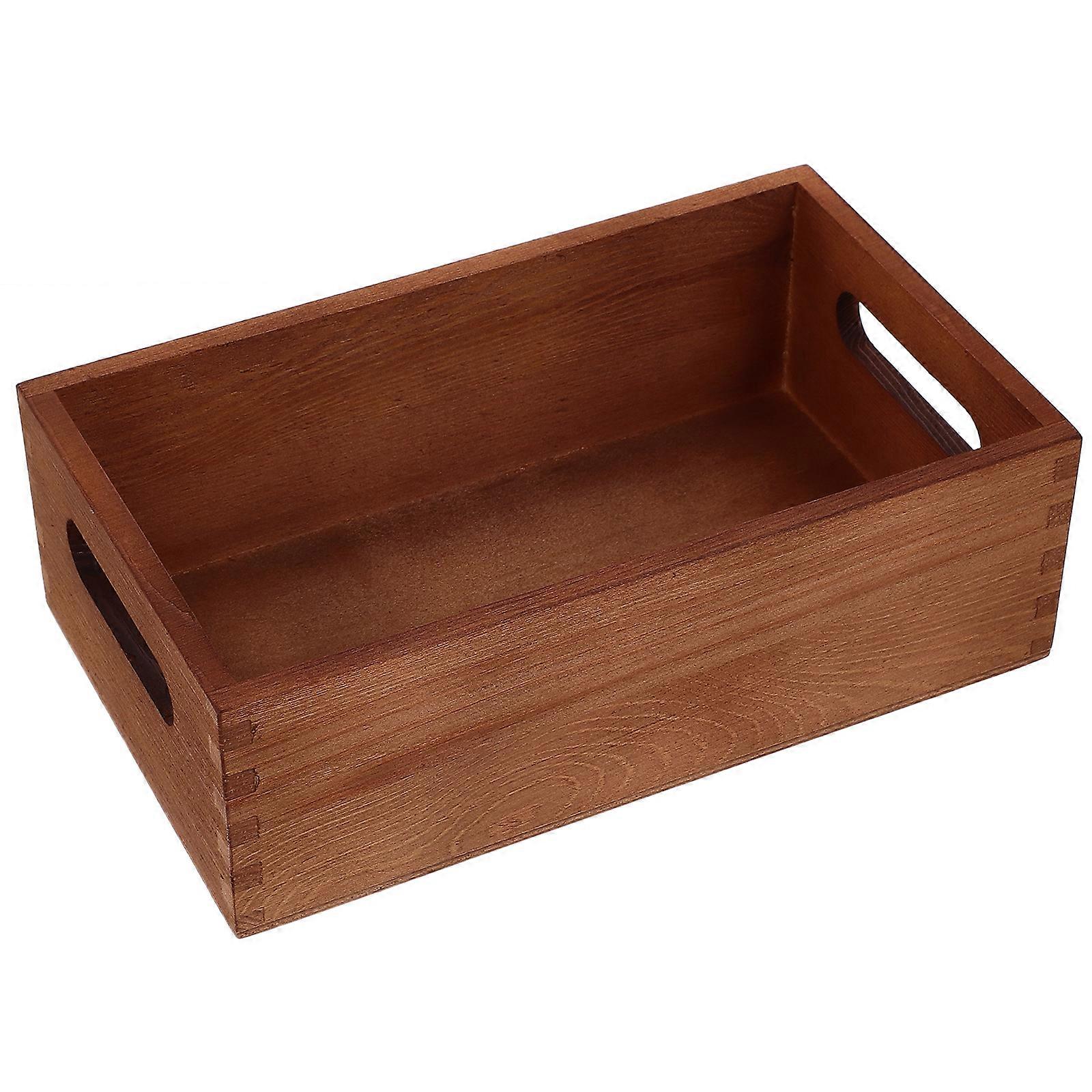 Wood Crate Organizer Bin Sundries Organizer Multi-functional Pantry Organizer Storage Box