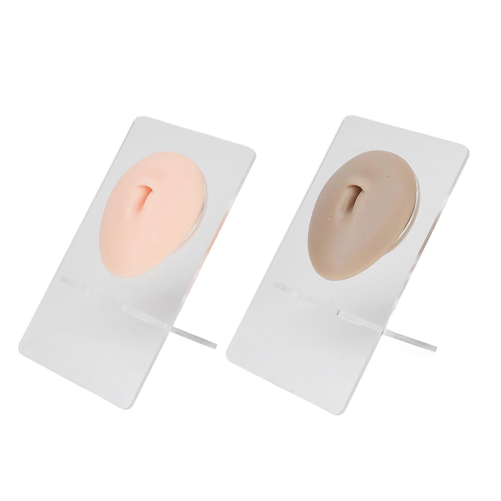2 Sets Silicone Belly Model Piercing Practice 3d Belly Button Model With Display Bracket