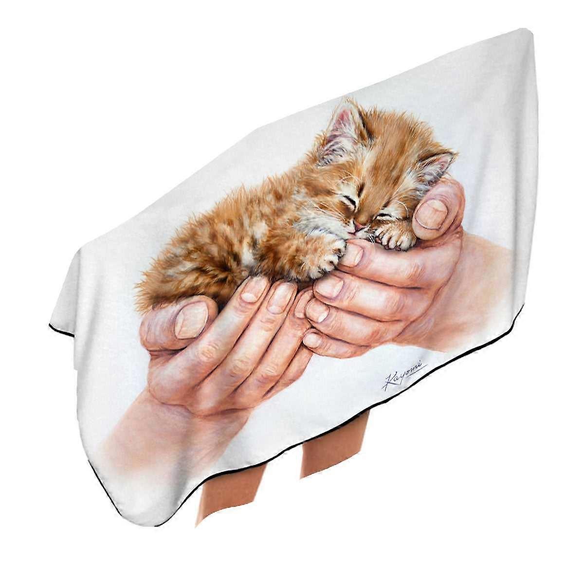 鼓舞人心的猫艺术图画拥抱小猫超细纤维沙滩巾