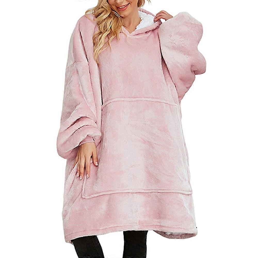 Moletom com Capuz Oversize para Mulheres Cobertor com Capuz Flanela Cobertor Aconchegante Cobertor Cobertor Adulto Rosa Claro
