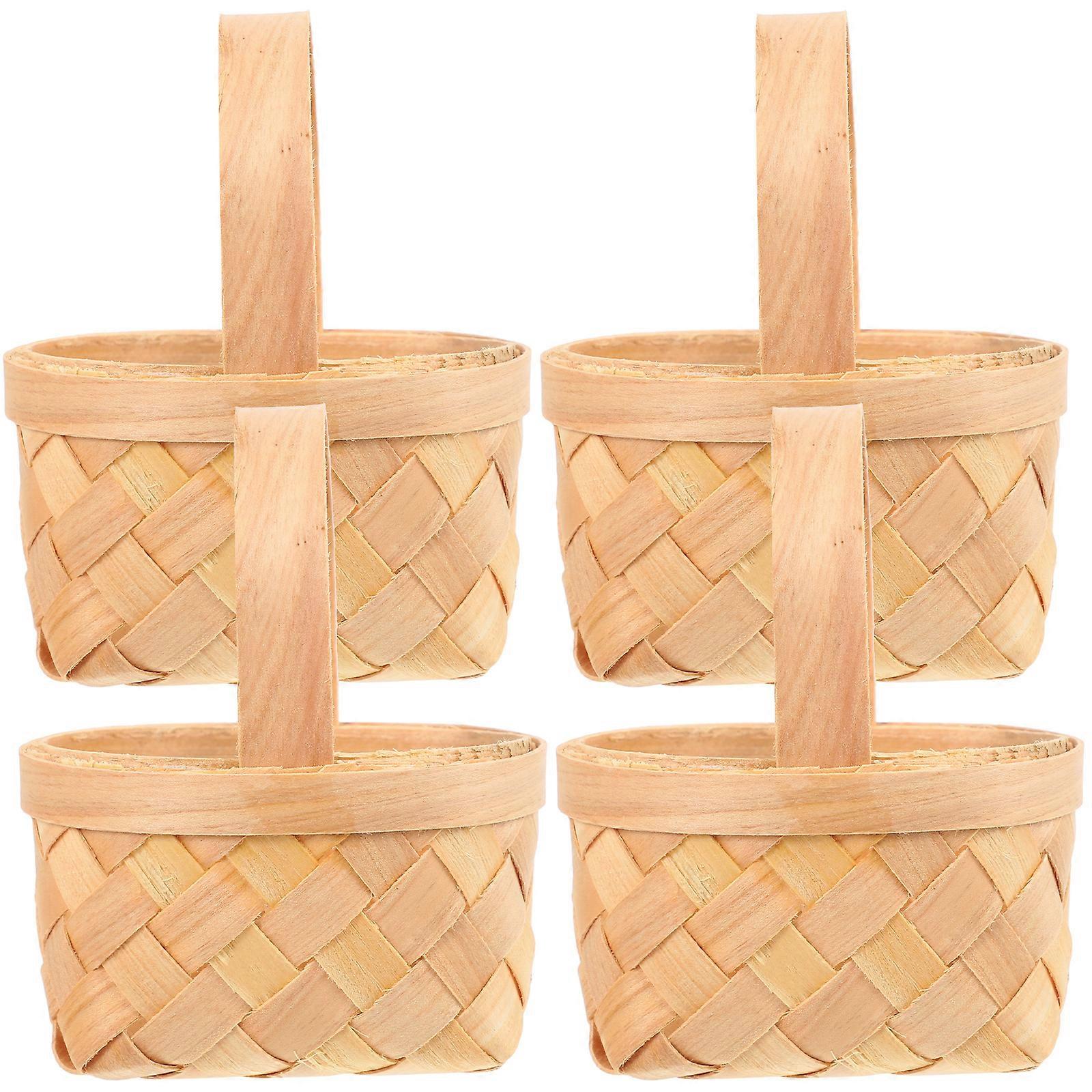 4pcs Simple Hand-woven Baskets Pretty Flower Baskets Practical Gift Baskets