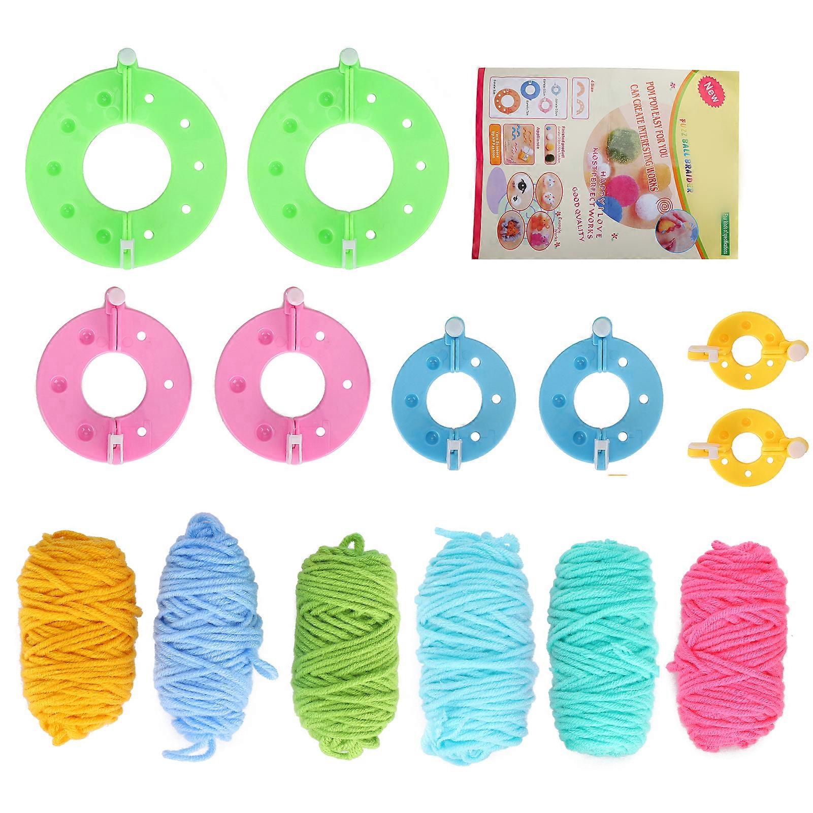 Pompom Maker Kits Colorful Fluff Ball Weaver DIY 6 Color Wool Yarn Knitting Craft Gifts