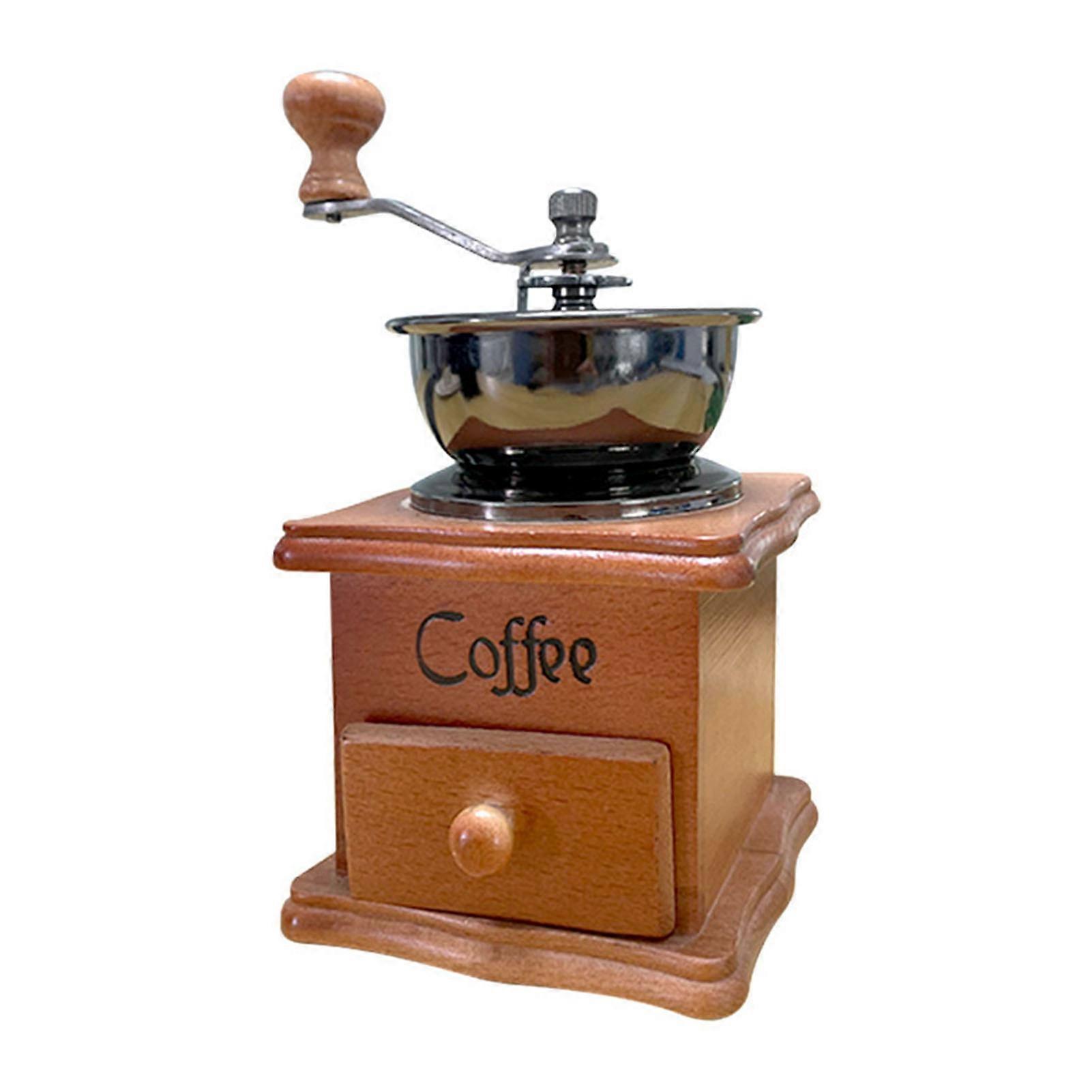 Manual Coffee Grinder Italian Retro Portable Stainless Steel Brown Hand Crank Coffee Mill for Home