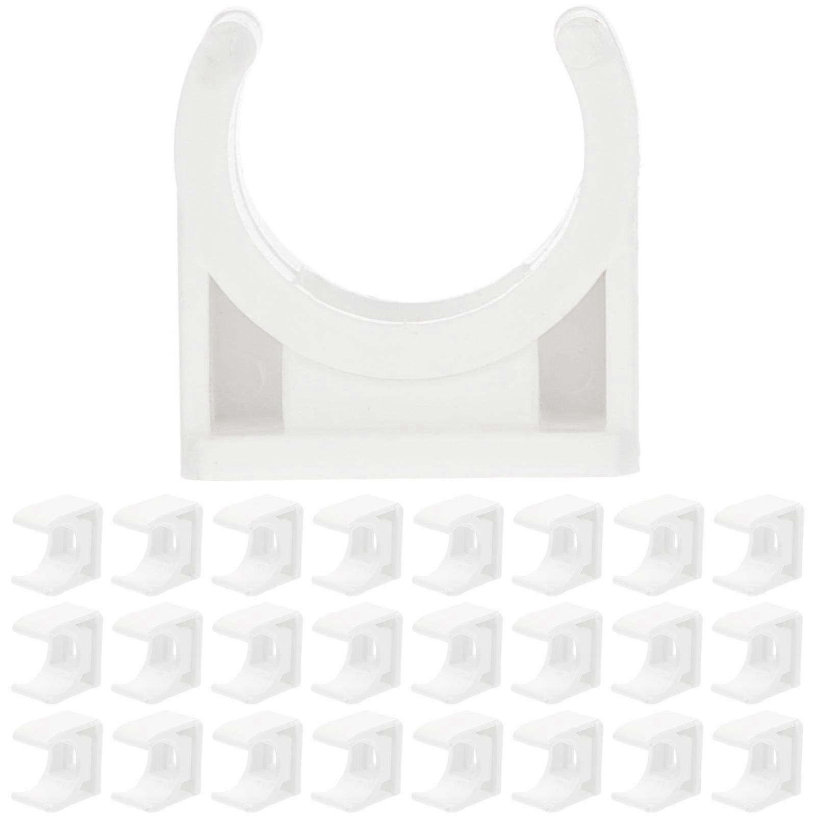 50pcs U Shape 16MM Pipe Clamp Fixed Pipe Support Riding Horse Clamp Clasp (White)