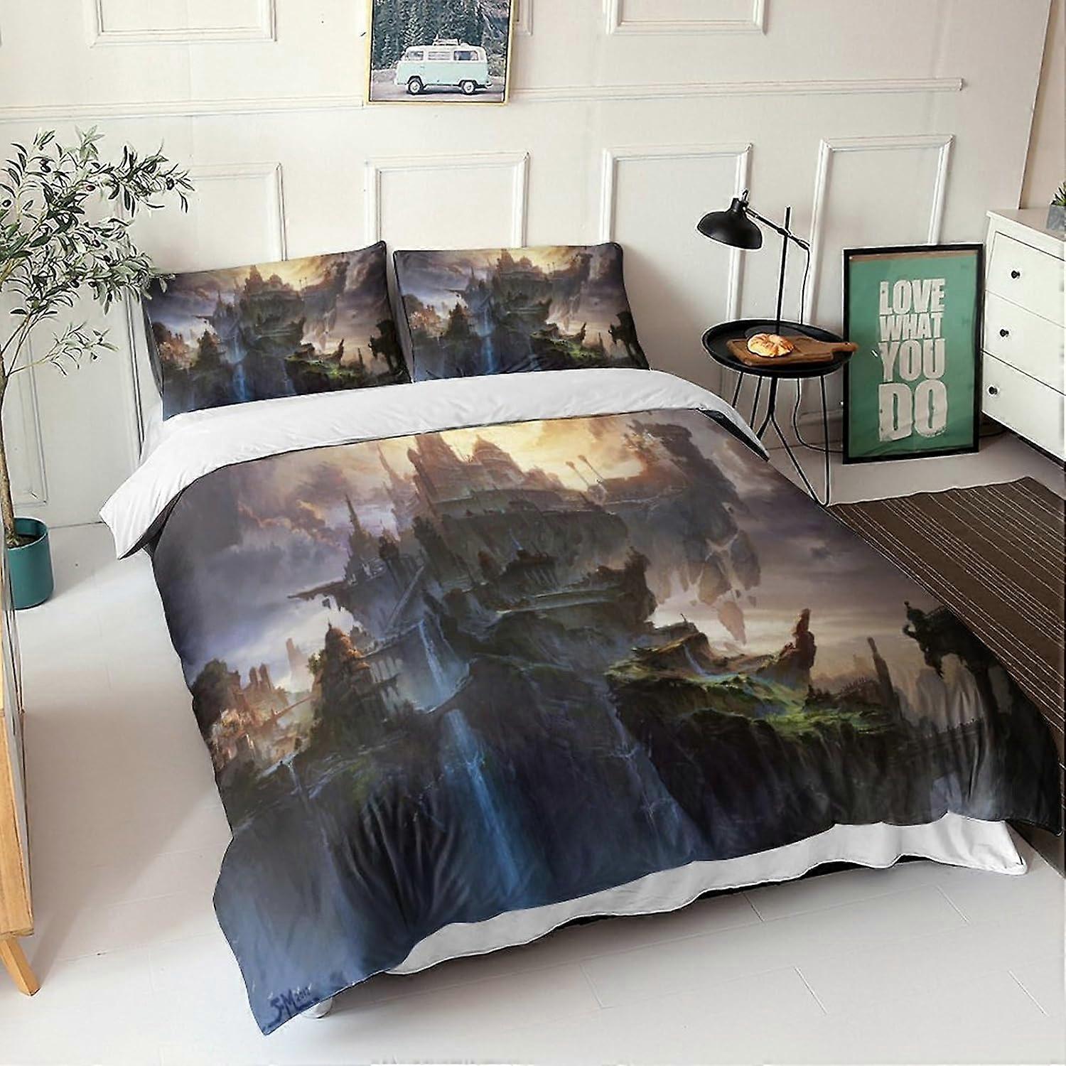 طقم مفروشات فيشر كينج قطع عالية الجودة مع غطاء لحاف من البولي قطن يتميز بطبعة مستقبلية وورلد ، غطاء لحاف بحجم M 135 * 200 سم