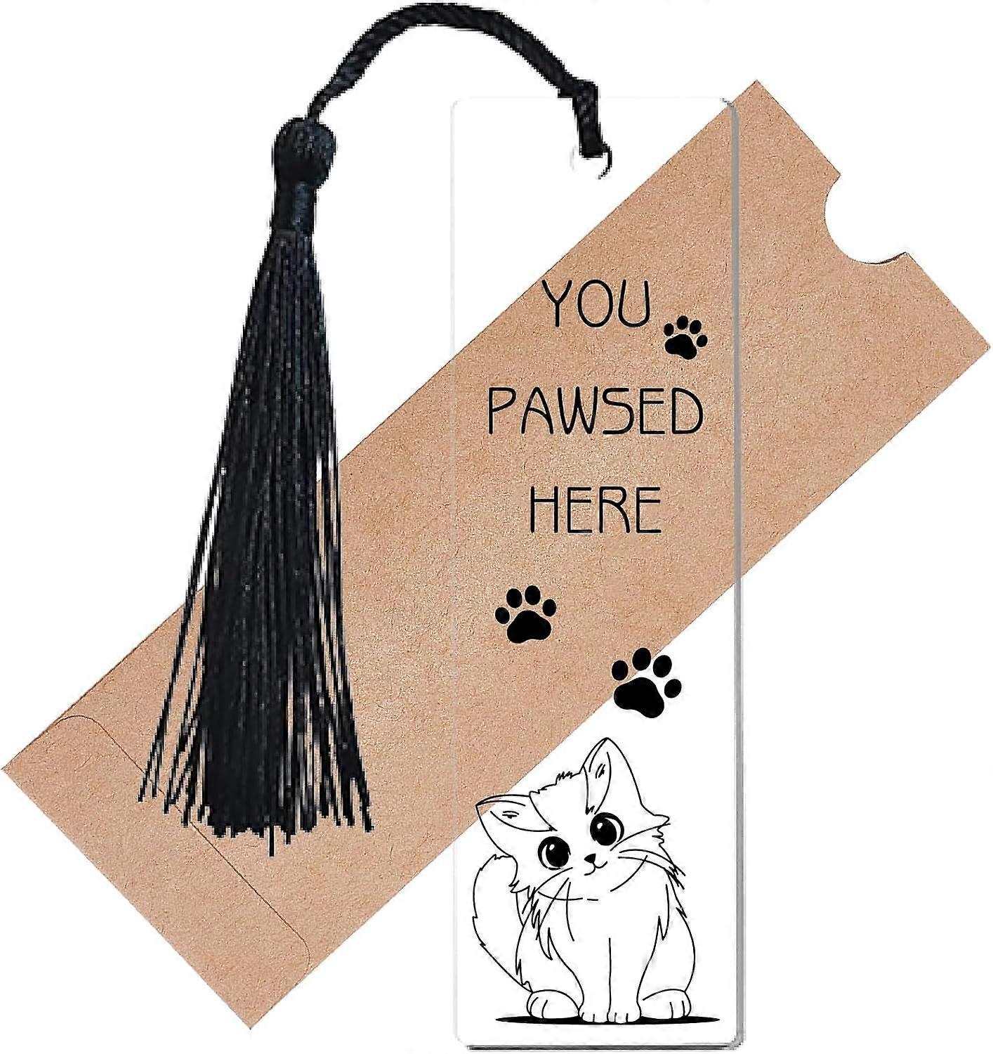 Cat Bookmarks Transparent Bookmark Rectangle Clear Acrylic Book Marker Tag with Tassel Cultural Printed Pawed Gift for Reader Book Lovers Students Bir