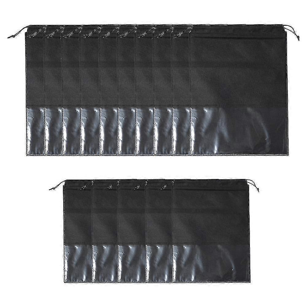 15 pcs dustproof shoe bag with transparent string(black)