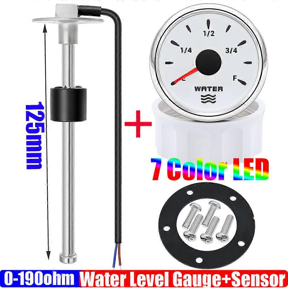 7 Color Backlight 2 52mm Water Level Gauge+Water Level Sensor 100-600mm 0-190 Ohm Water Tank Meter Indicator