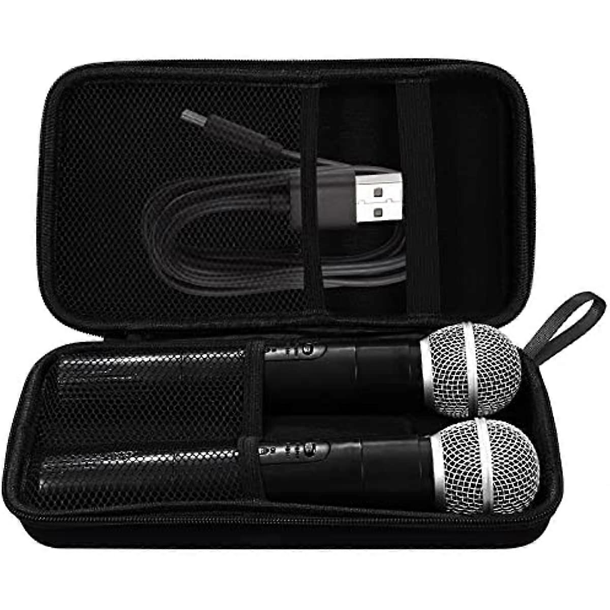 Microphone Storage Case  Dual Wireless Microphone Storage Box  Hard EVA Mic Carrying Case  Shockproof Microphone Storage Bag Case Only