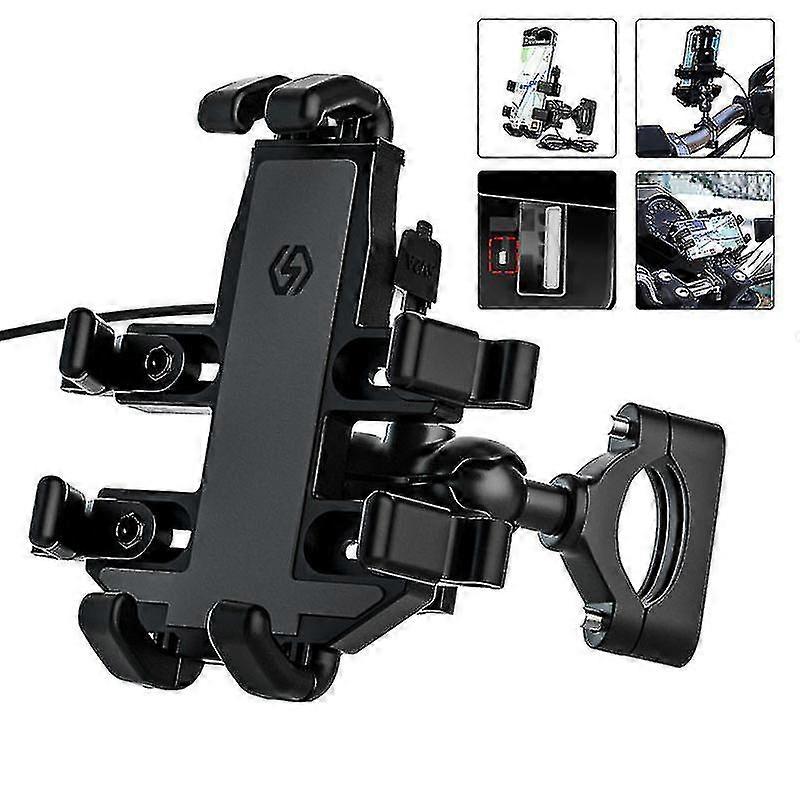 Wupp Motorcycle Mobile Phone Bracket For Off-road Riding Mobile Phone Navigation Bracket Aluminum Alloy 5v2a With Switch