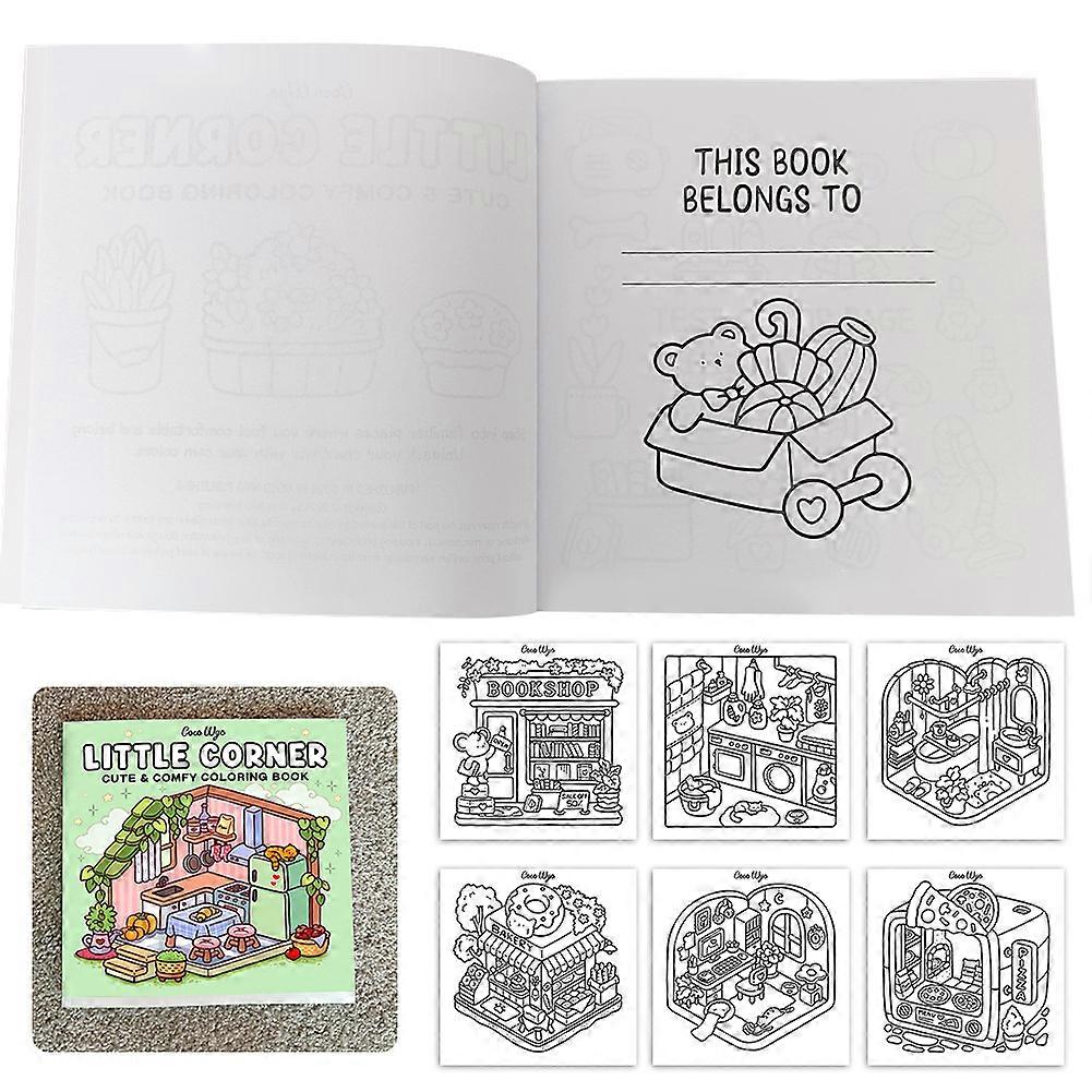Coloring Books with Cartoon Pattern Calm Down Doodles Outline Sketch Drawing Books for Relaxing