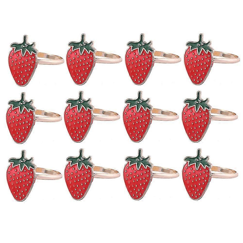 12pcs Strawberry Napkin Rings, Fashion Simple Fruit Series Napkin Rings For Party Table Napkin Acce