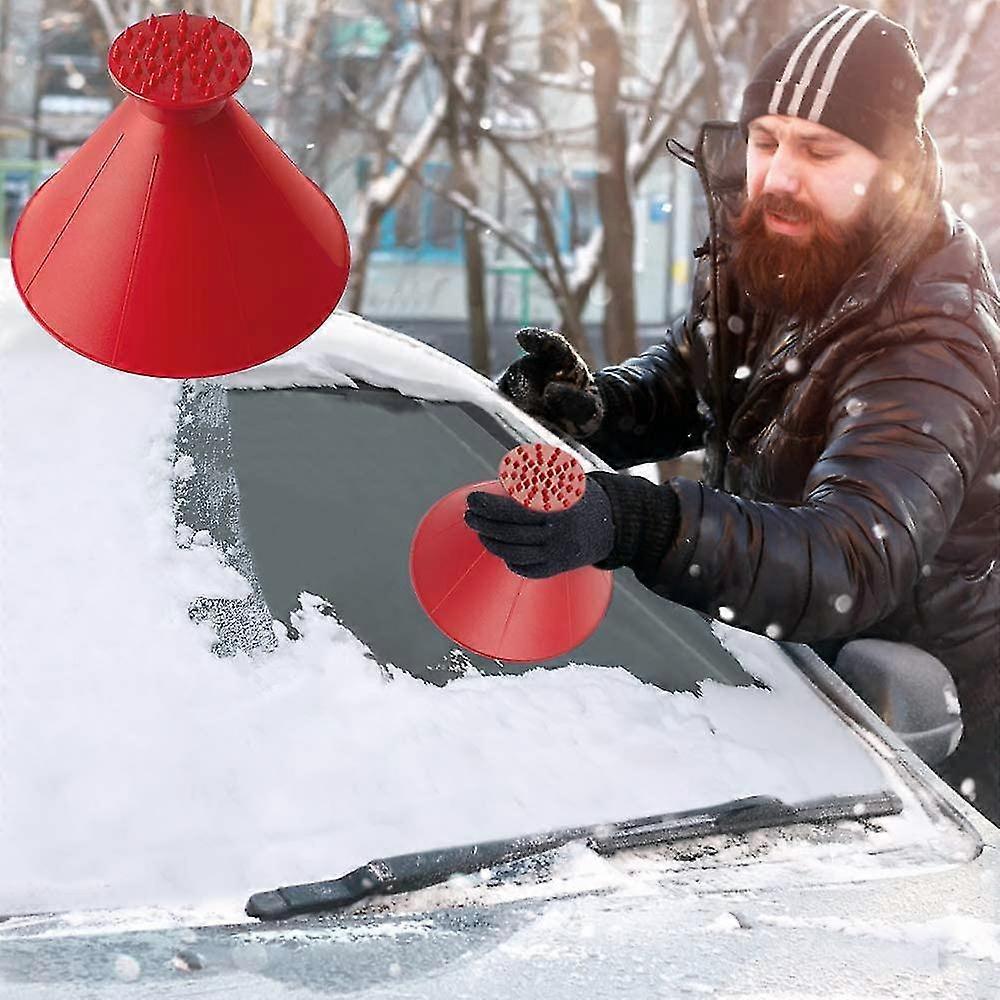 Ice Scrapers For Car, Magical Round Windshield Ice Scrapers Auto 2 In 1 Scraper Cone Car Ice Scraper With Funnel Round Snow Scraper Removal Tool For B