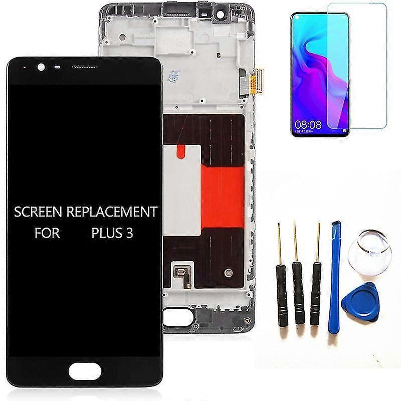 Lcd display contact screen digitizer assembly for oneplus 3 3t a3000 1+3 1+3t with repair tools with frame