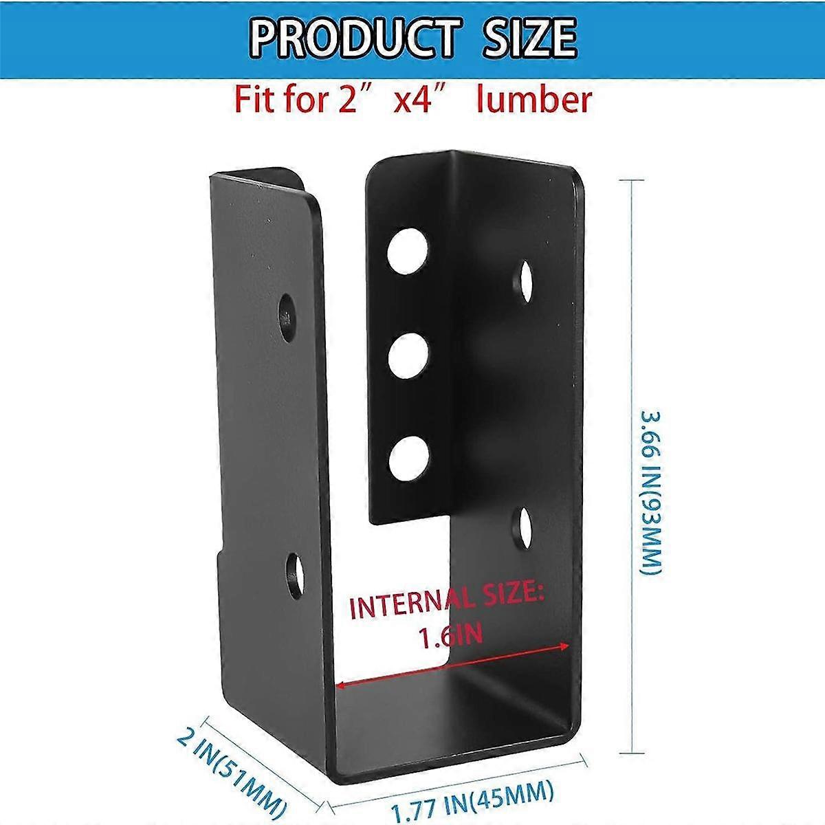Concealed Joist Hanger Brackets For 2x8 Lumber – Heavy-Duty Steel, Black Coated, For Fences, Decks & Handrails (12-Pack)