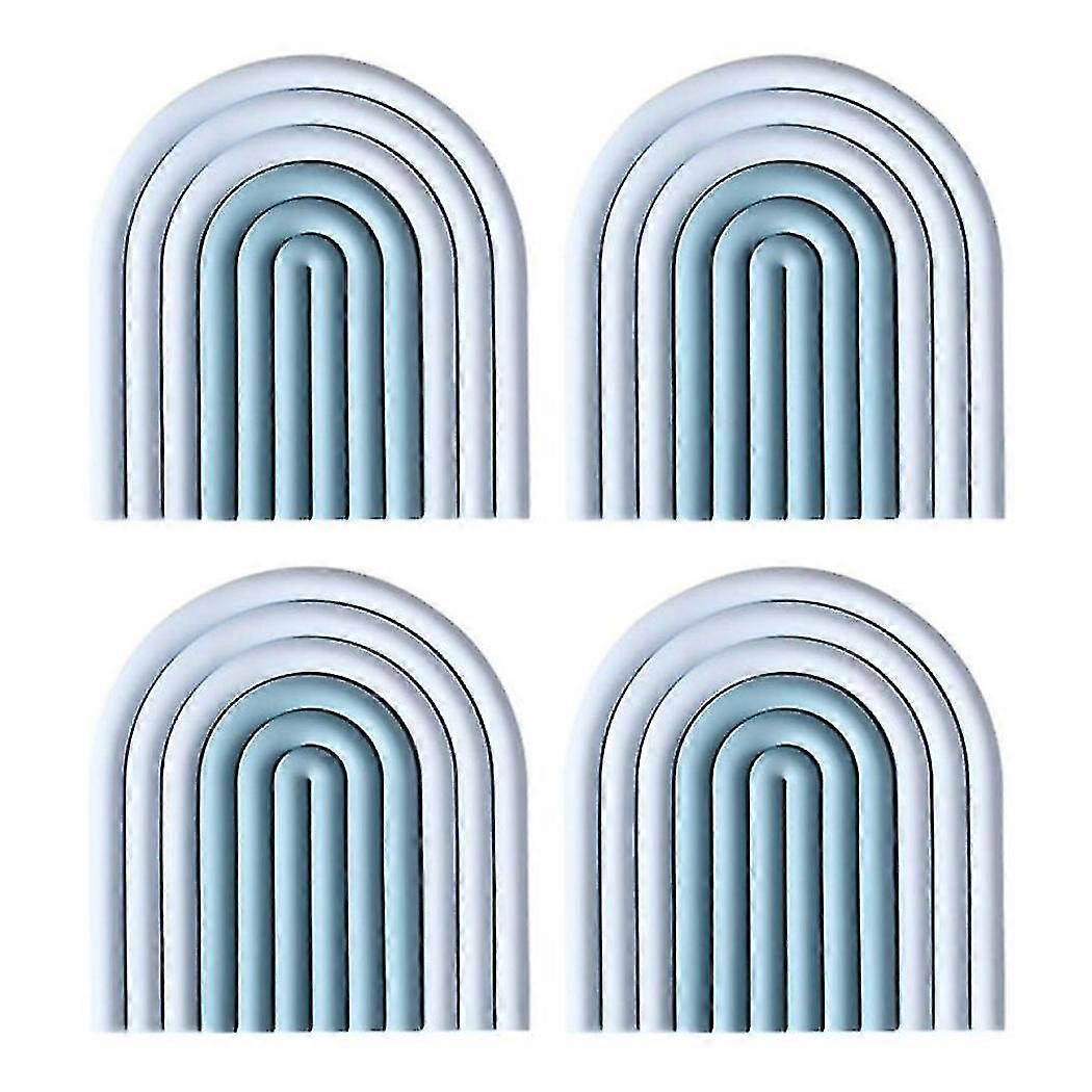 4pcs Nordic Removable Rainbow Coasters Insulation Pads Cup Mat -blue
