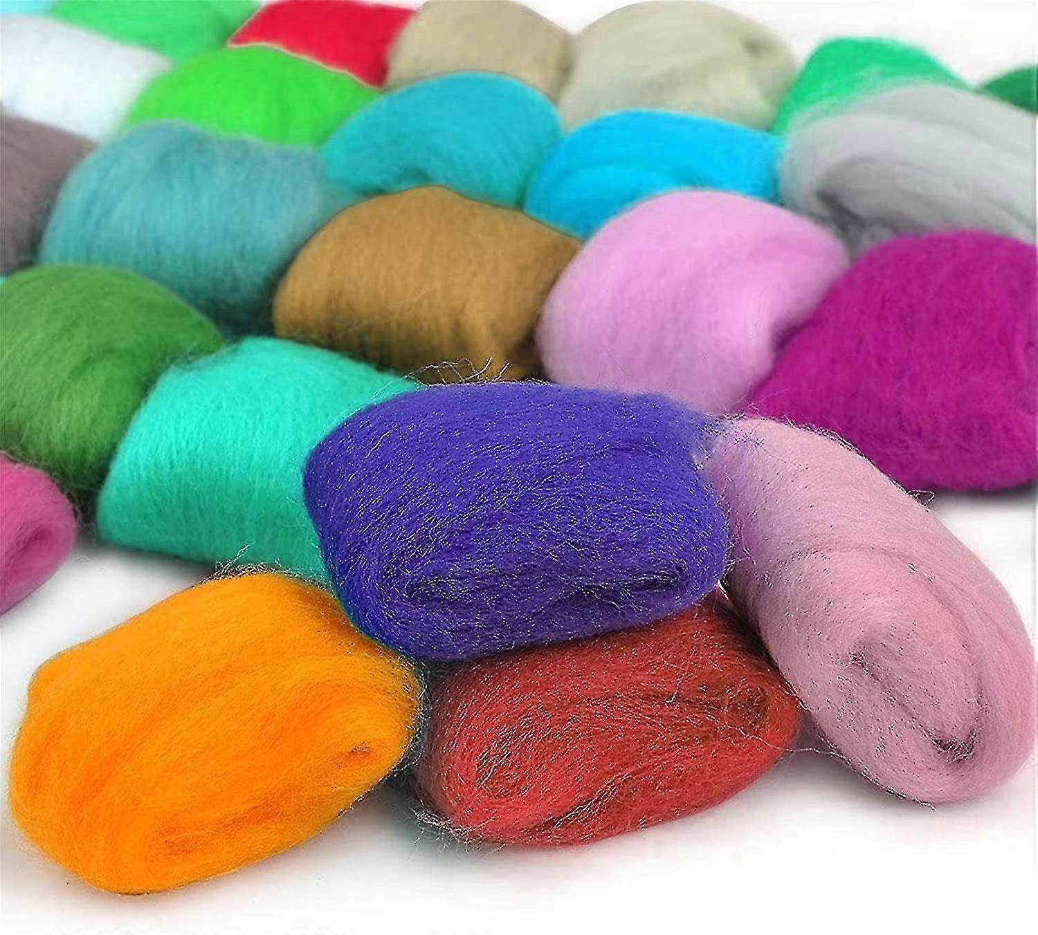 40 Colors Felting Wool Set With Felting Wool Tools Needle Felting Set Felting Wool Fairytale Wool Needle Felting Wool Set Felting Wool Roving Felting