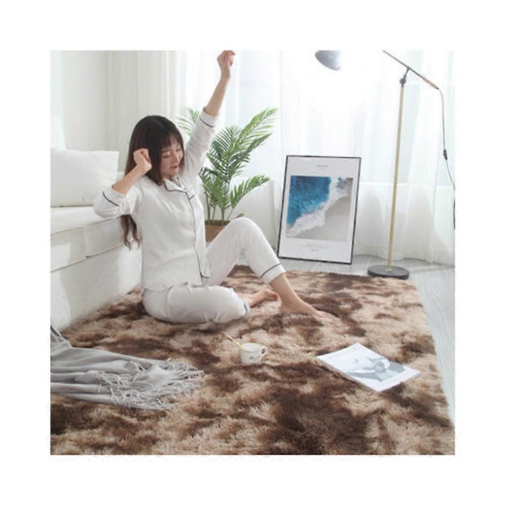 Super Soft And Fluffy Shaggy Abstract Area Rug For Living Room, Bedroom And Home Decor Cozy Shaggy Rectangle Rugs-Brown