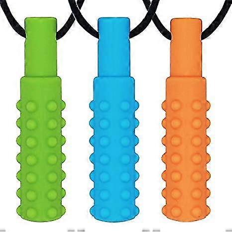 Wabjtam Sensory Chew Necklace (paquet de 3) - Sensory Oral Motor Aids Teether Toys pour l’autisme, le TDAH, l’allaitement du bébé ou les besoins spéciaux - Réduit la mastication