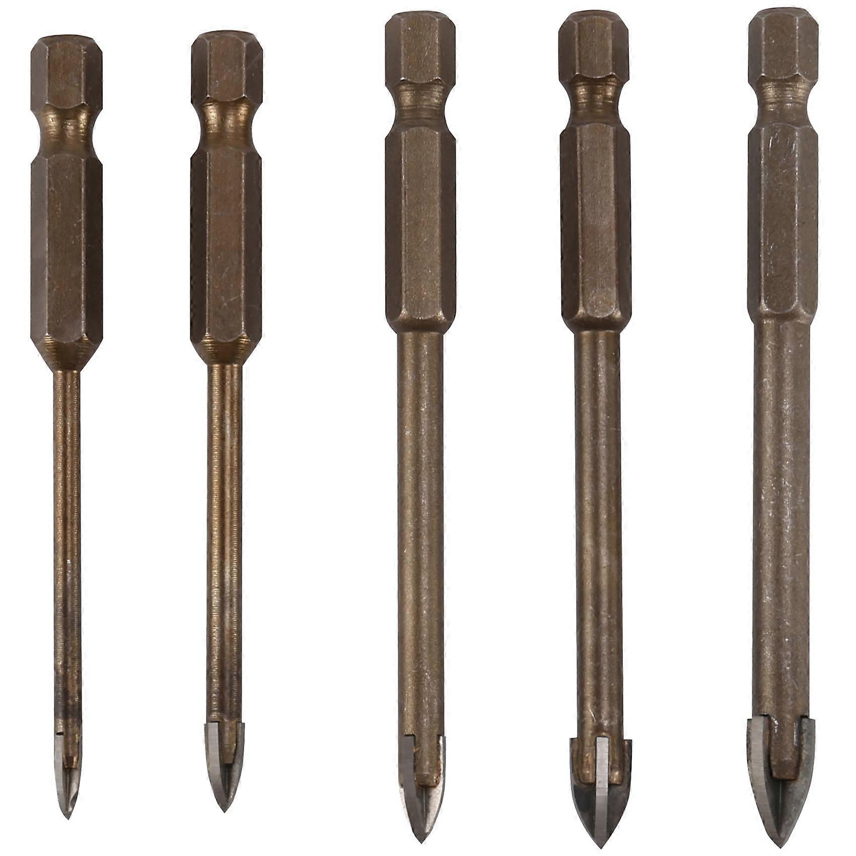 5 Pcs Efficient Universal Drilling Tool, Multifunctional Triple-Cornered Cross Alloy Drill Bit Set