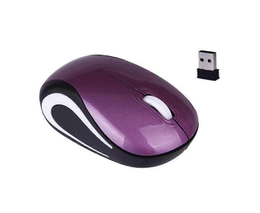 Portable PC Notebook 800/1200DPI USB 3 Keys Optical 2.4G Mini Wireless Mouse - Purple