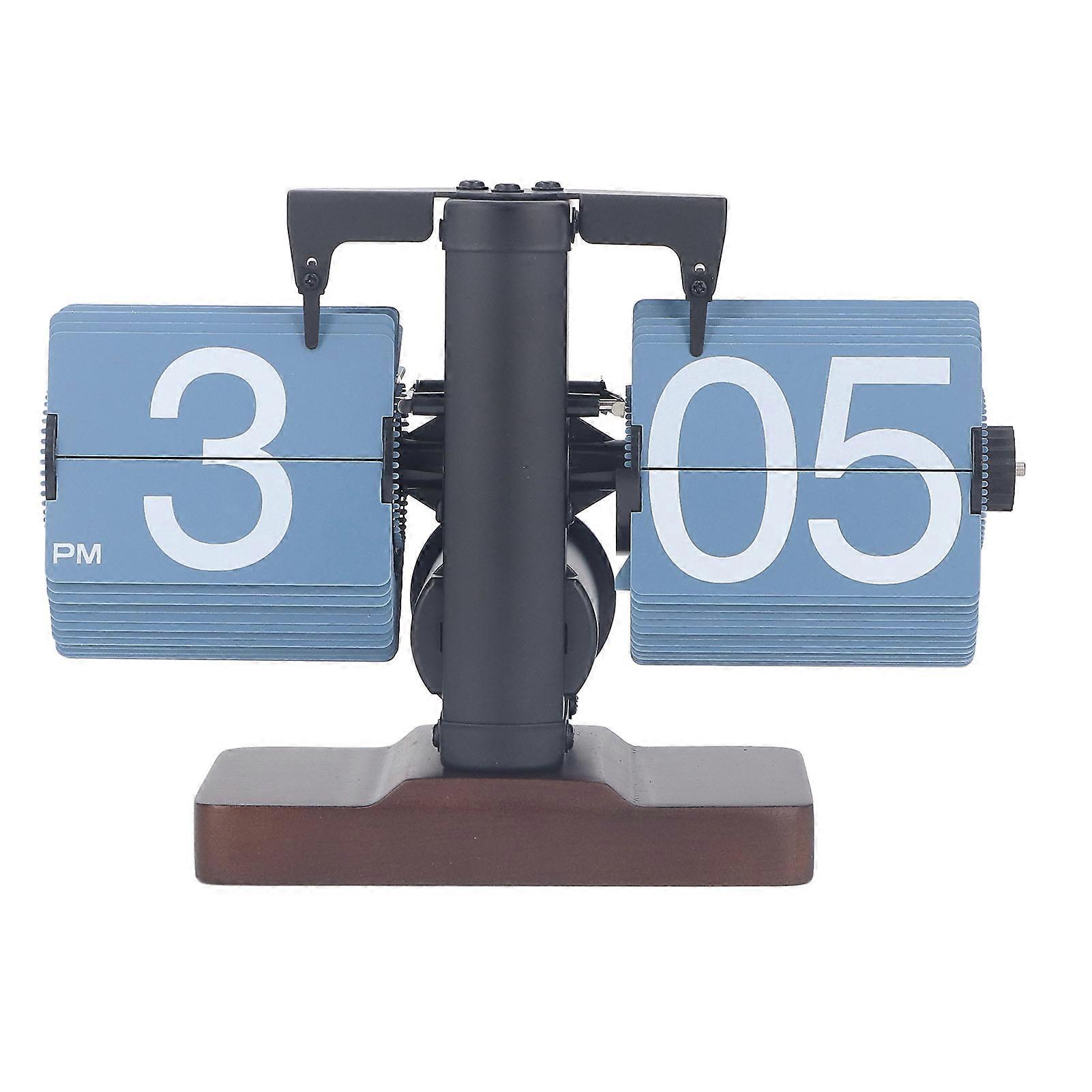 Digital Flip Dwn Clock Retro Wooden Mechanical Flip Clock Desktop Decoration for Bedroom Office All Black Blue Page