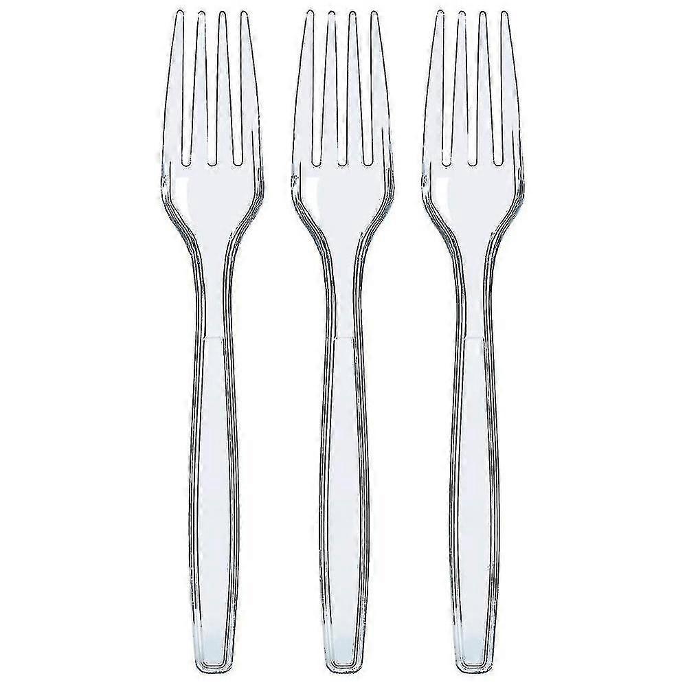 100 forchette in plastica trasparente resistenti e riutilizzabili