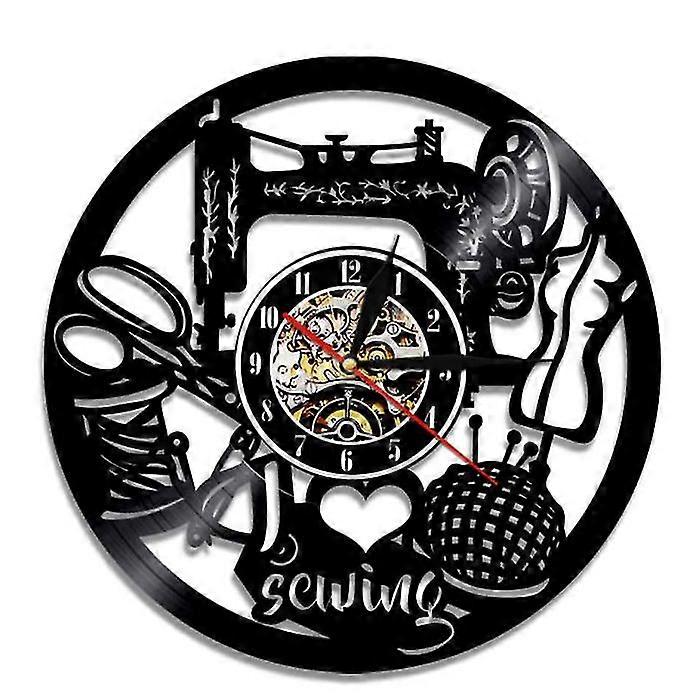 Sewing machine Vinyl record wall clock,retro decorative wall clock