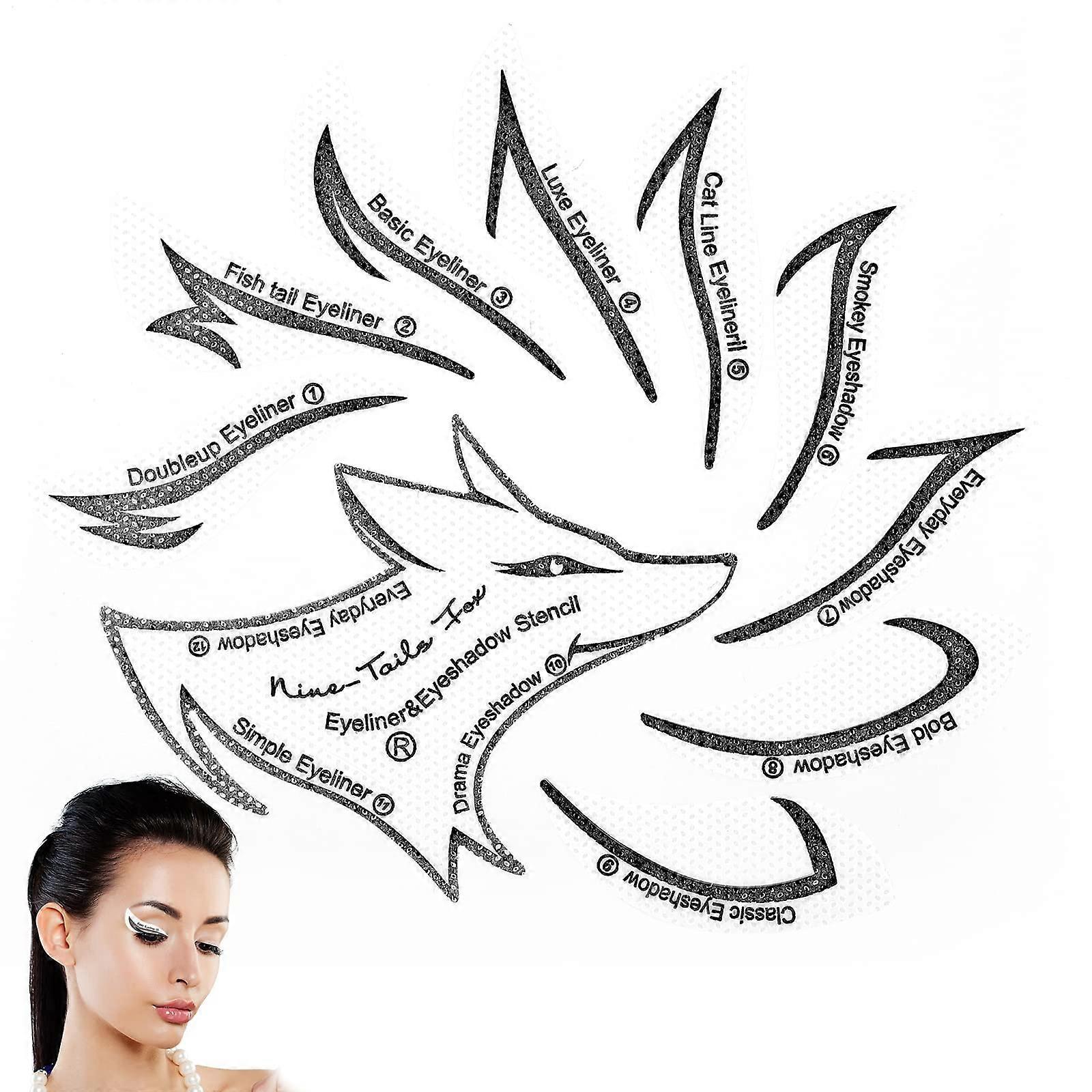 60 Pairs Eyeliner Stencil, 12 Sheets Eyeshadow Stencils Applicator Eye Makeup Template, Eyeliner Eyebrow Stencil